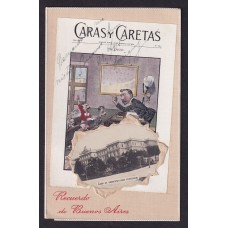 PUBLICITARIA CARAS Y CARETAS RARA ANTIGUA TARJETA POSTAL